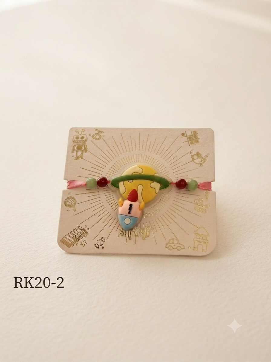 Cute Space Rocket Kids Rakhi RK20-2 | Cartoon Designer Raksha Bandhan Rakhi for Brother