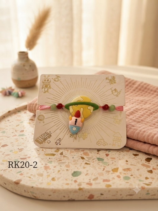 Cute Space Rocket Kids Rakhi RK20-2 | Cartoon Designer Raksha Bandhan Rakhi for Brother