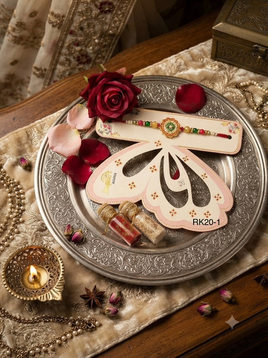 Premium Floral Designer Rakhi for Brother RK20-1 | Multicolor Beaded Handmade Raksha Bandhan Rakhi
