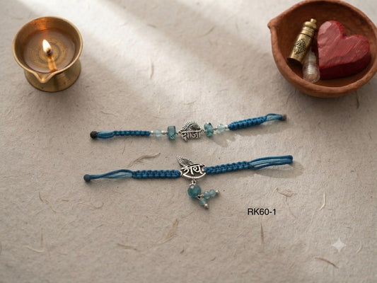 Premium Krishna Radha Bhai Bhabhi Couple Rakhi Set RK60-1 | Designer Rakhi with Lumba Rakhi