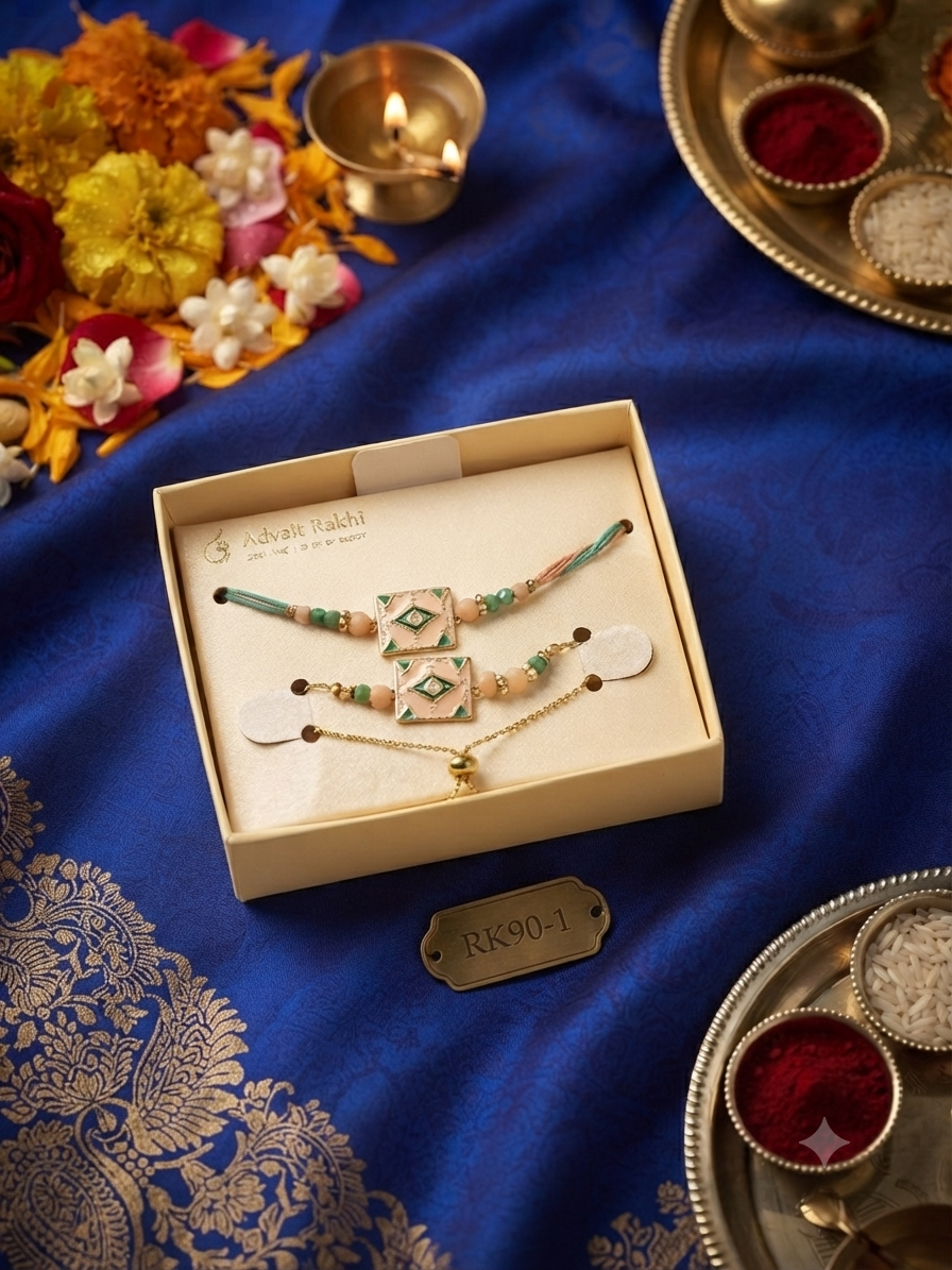 Premium Evil Eye Bhai Bhabhi Couple Rakhi Set – RK90-1