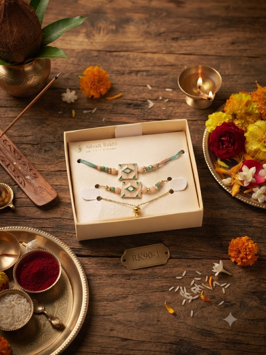 Premium Evil Eye Bhai Bhabhi Couple Rakhi Set – RK90-1