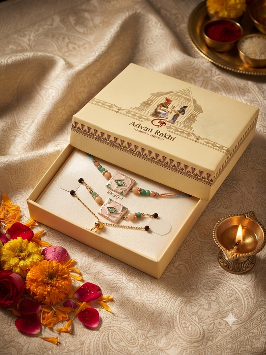 Premium Evil Eye Bhai Bhabhi Couple Rakhi Set – RK90-1